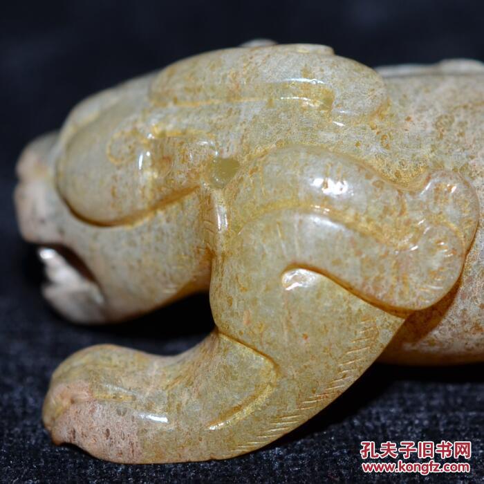 古玩古玉老玉 和田玉老件辟邪兽 把件