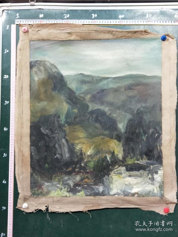 纯手工名家布制油画,有落款不识