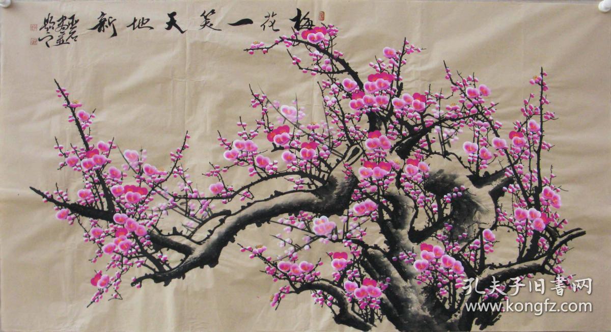 西门老师国画大六尺精品国画梅花画工精湛构图新颖别致资深老画家精品