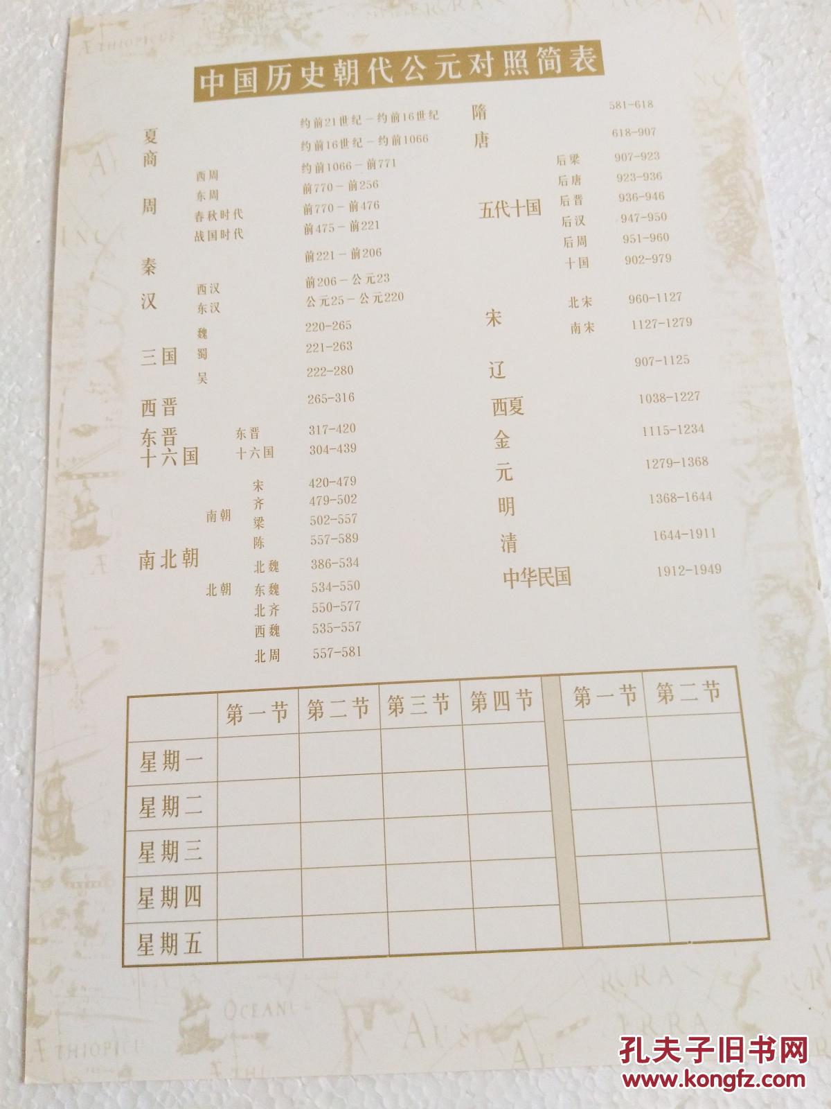 【图】功课表: 卡比超(附中国历史朝代公元对照