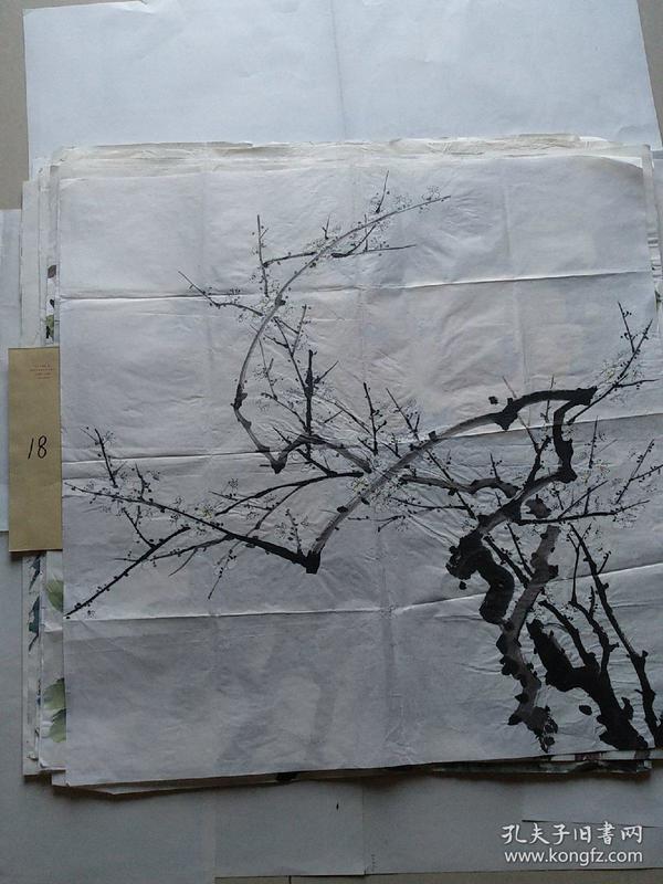 设色梅花图(无落款,宣纸手绘,四尺斗方)