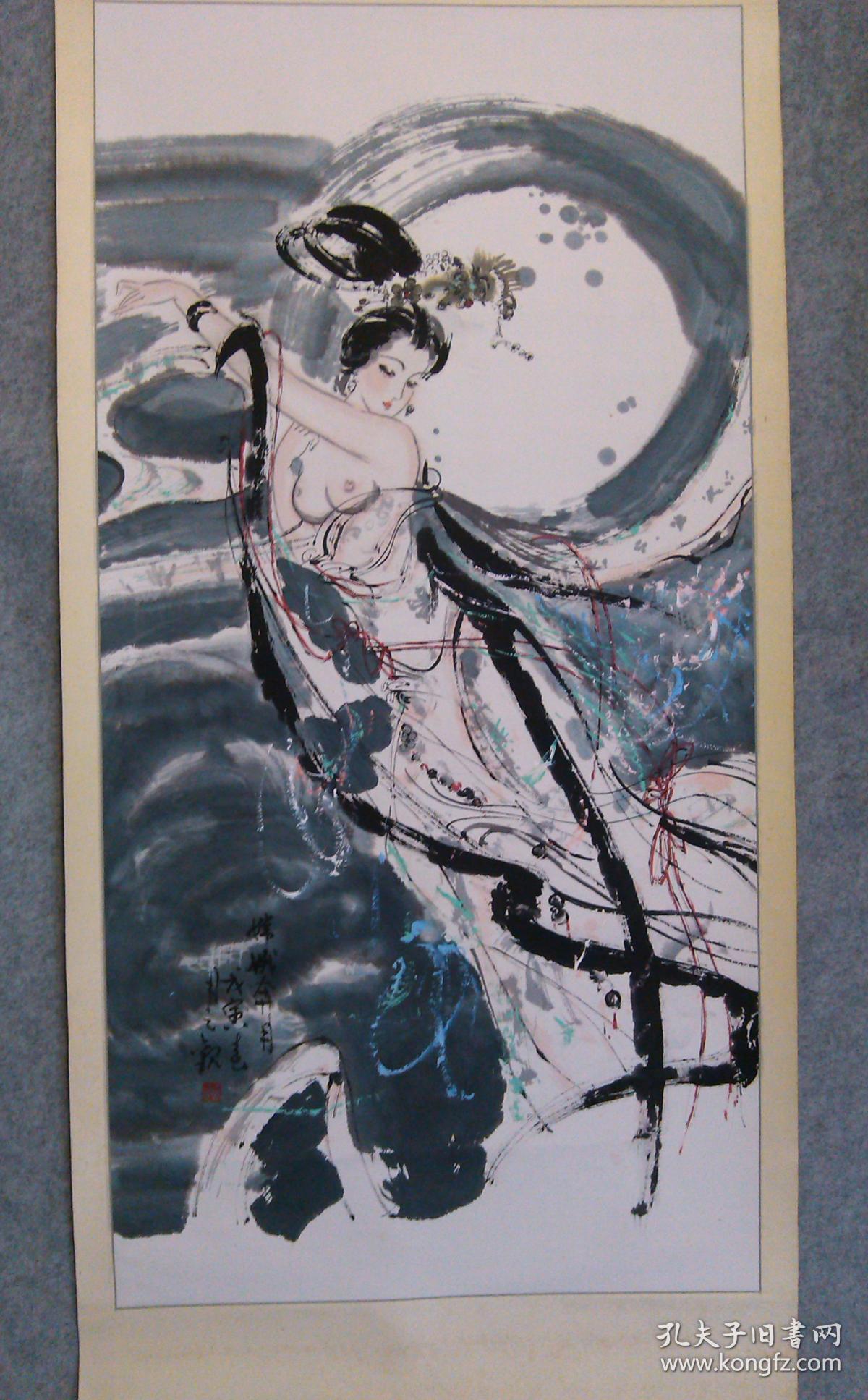 著名画家国画人物 嫦娥奔月 手绘原稿真迹