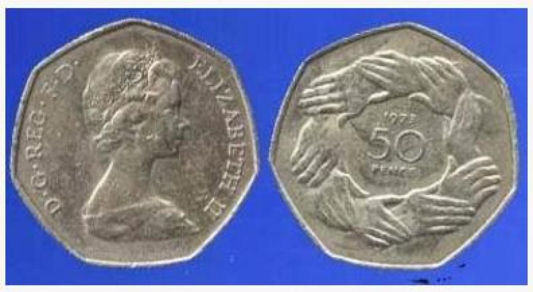 英国1973年50便士纪念币:加入欧共体纪念