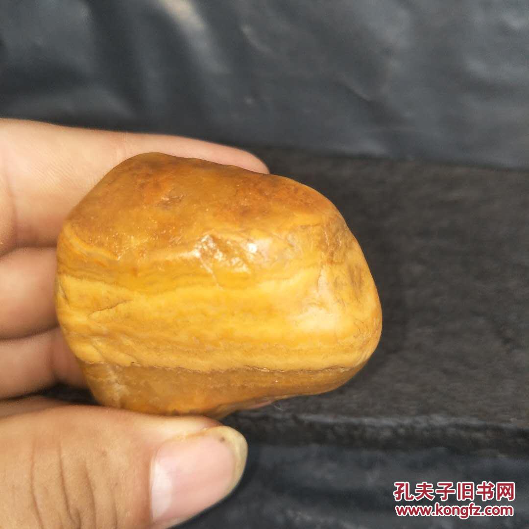 江西赣江水冲黄蜡石黄龙玉原石茶宠奇石小手玩《玛瑙纹肉形石》
