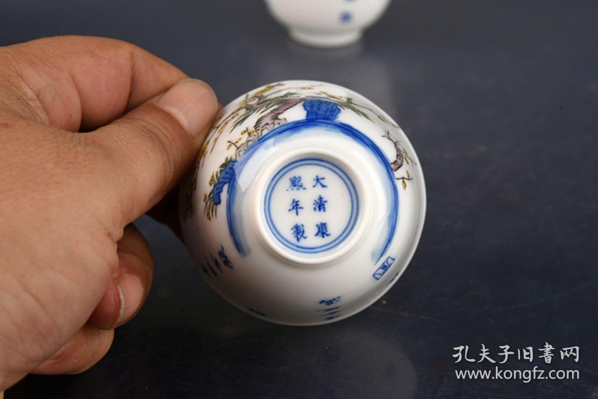 大清康熙年制斗彩十二花神杯一套 古玩古董古瓷器老货