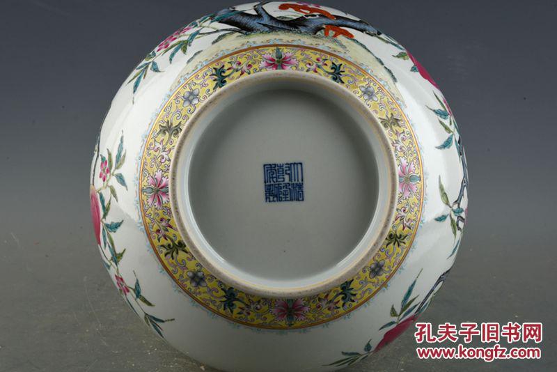 清乾隆年制珐琅彩福禄寿桃纹天球瓶 古玩古董古瓷器老