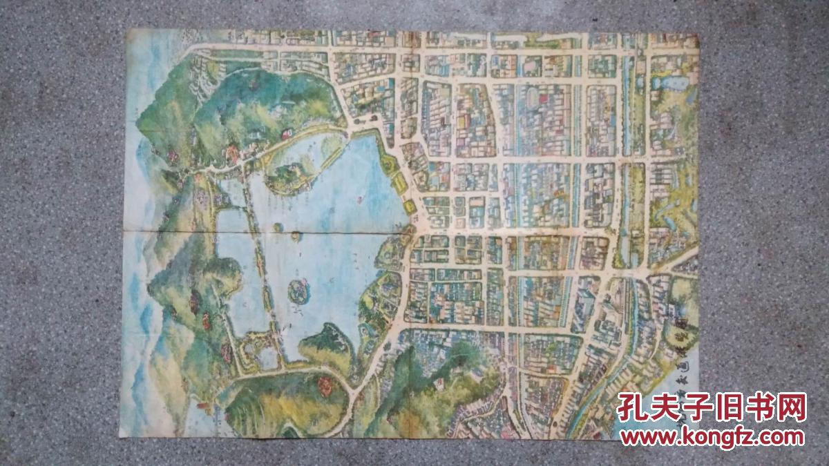 旧地图-杭州市交通游览图(1985年1版4月1印)4开8品