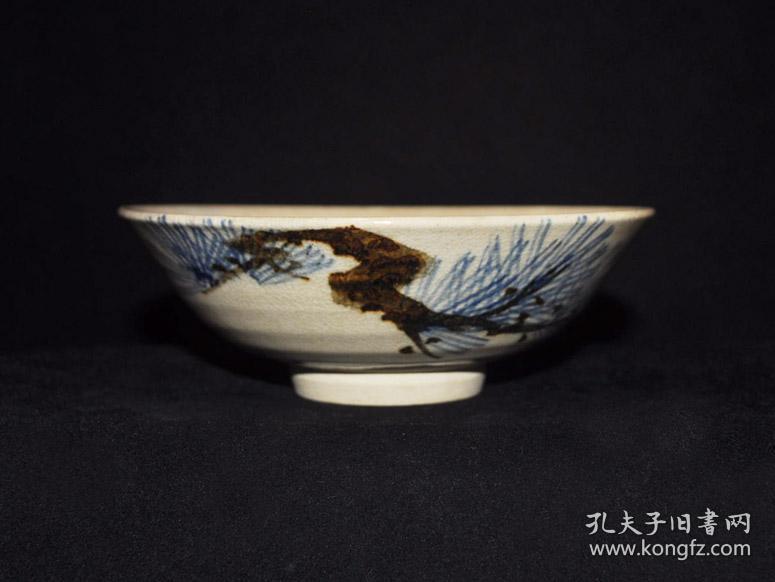 民国日本京焼手绘白釉老茶碗 瓷碗茶杯汤吞 回流茶具古董陶瓷器