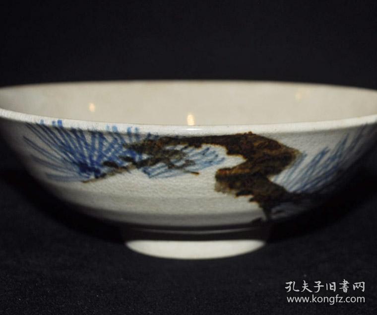 民国日本京焼手绘白釉老茶碗 瓷碗茶杯汤吞 回流茶具古董陶瓷器