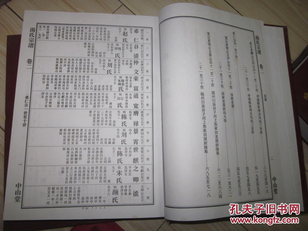 汤氏宗谱 通谱卷首-----卷六(精装6册全)中山堂