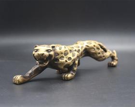 古玩杂项收藏豹子摆件金钱豹摆件仿古工艺品摆件