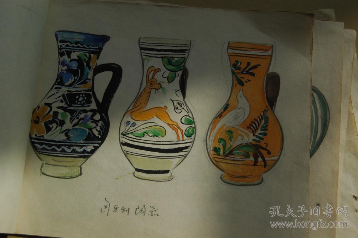 清华大学美术学院教授胡美生《纹样》《戏曲人物》《陶瓷资料》等画稿