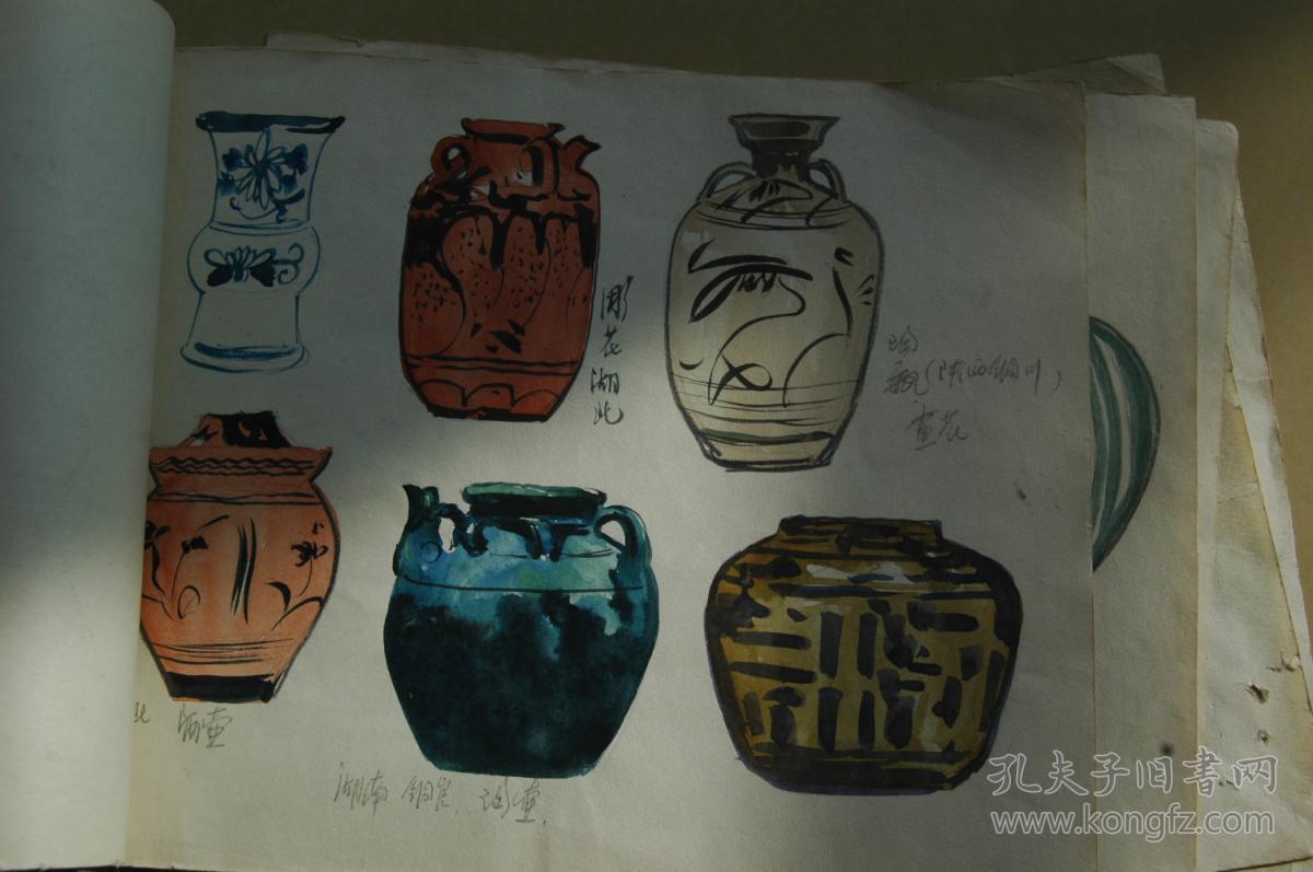 清华大学美术学院教授胡美生《纹样》《戏曲人物》《陶瓷资料》等画稿