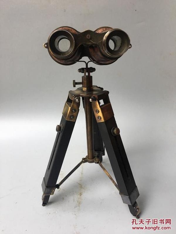 收来的早期带支架望远镜 铜望远镜 木架双筒望远镜 望远镜