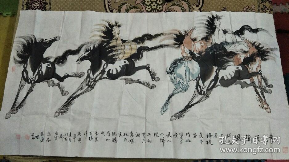 陕西画家李孟八骏图