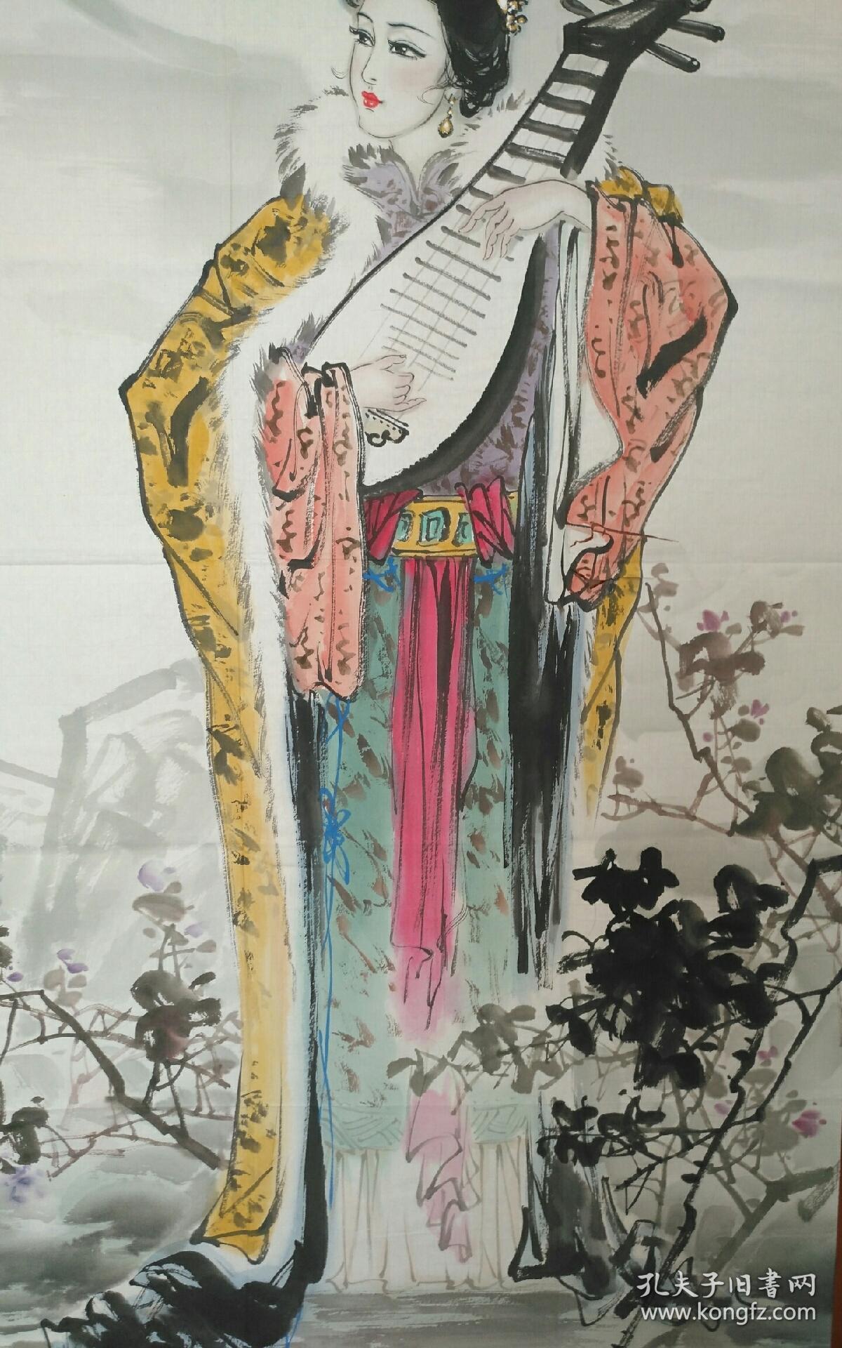 王硏四尺整张昭君出塞图.作品中间有折断但是不缺内容