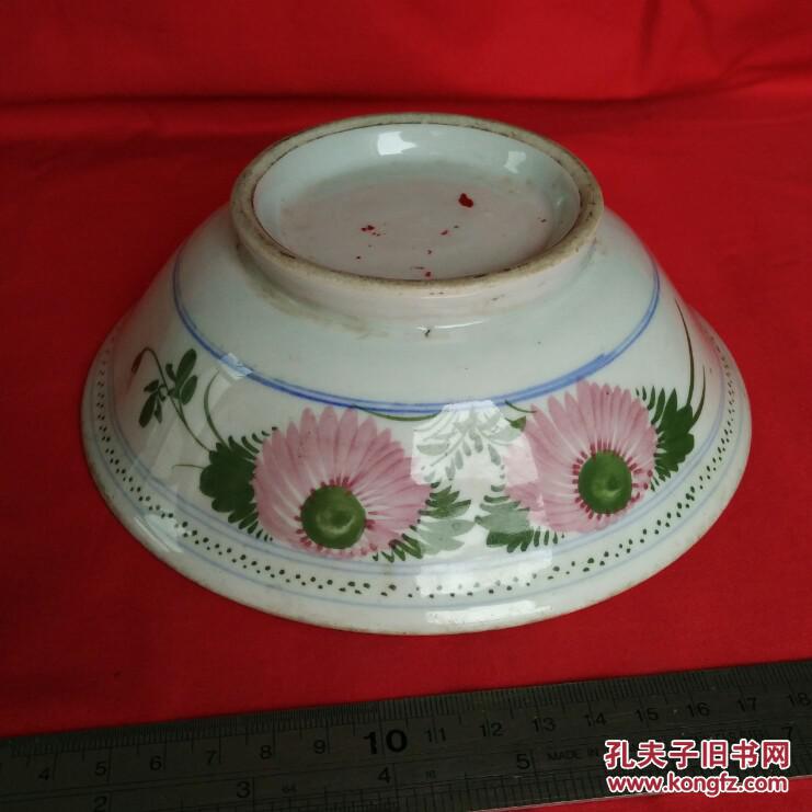 p20保真包老民国时期醴陵粉彩菊花敞口大瓷碗一只陶瓷收藏珍藏