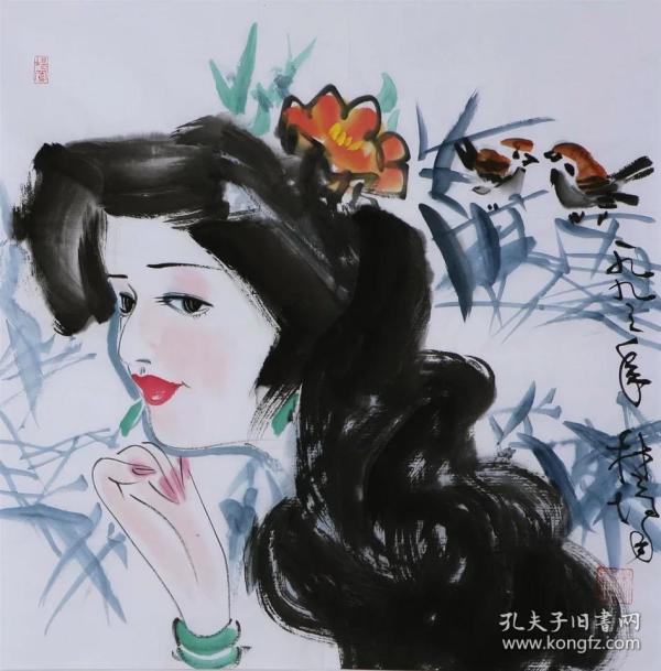 中国美协副主席,广东画院院长 林 墉人物 国画纯手绘名家