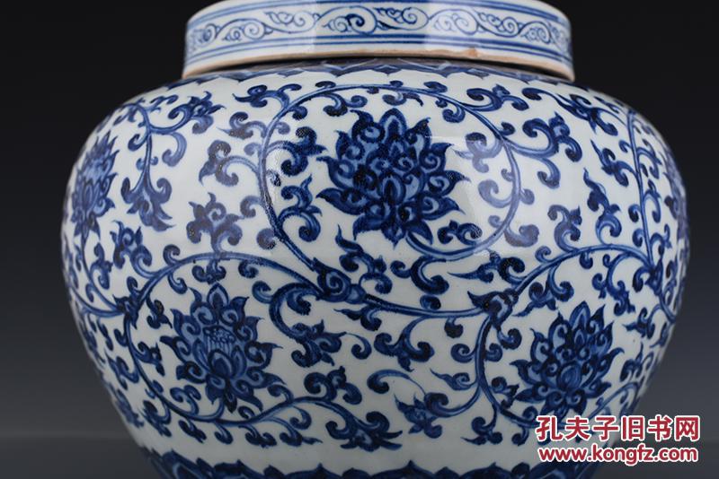 明永乐青花缠枝莲纹盖罐35*30
