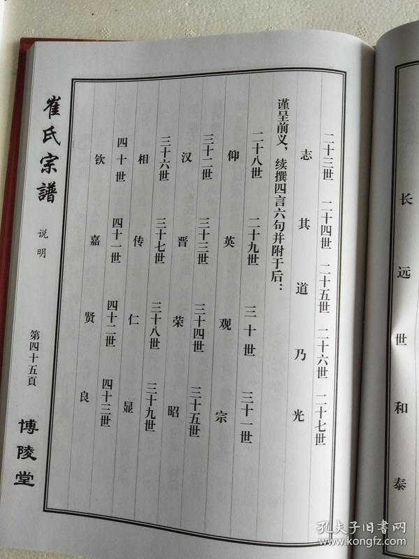 崔氏家谱【博陵堂】 建湖 公朝公支 16开 170页 2013年修 售复印本