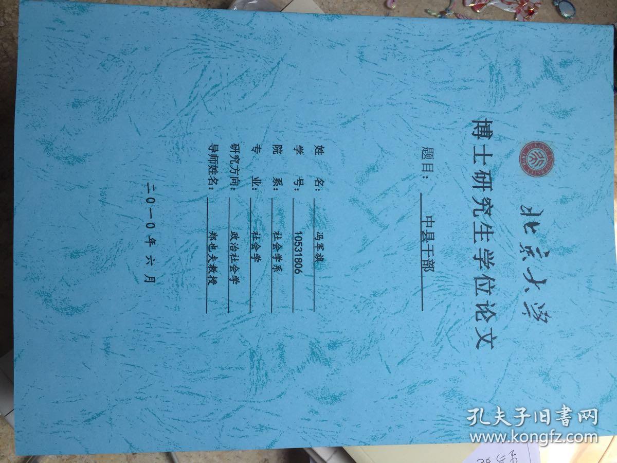 京大学博士研究生学位论文中县干部(冯军旗)