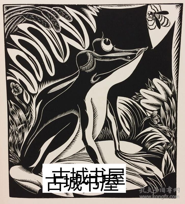 孤本限量签名动物leonunderwood精美木刻版画插图1926年出版