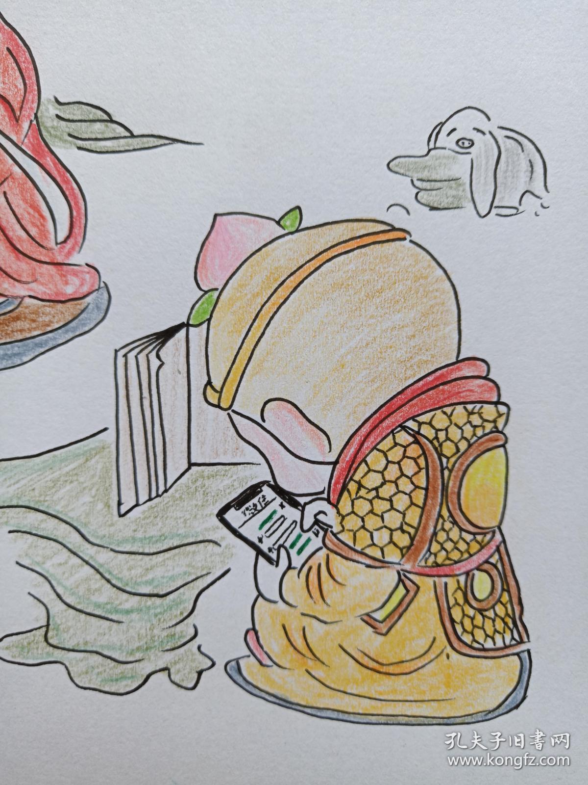 唐僧讲经图彩铅画2018年