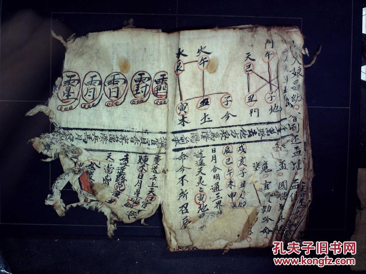 正一教精美驱鬼口诀符箓手抄,线装一册,内有精美双色手绘符箓