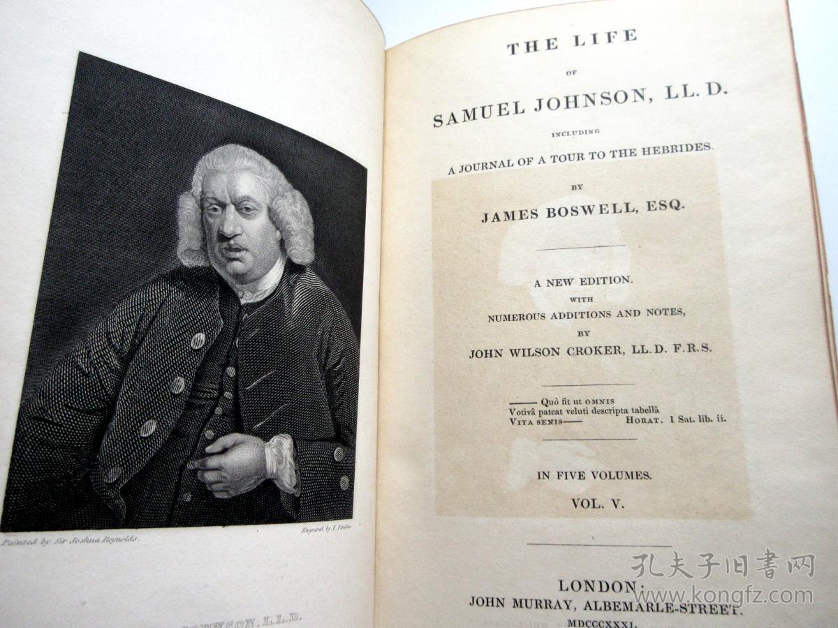 samueljohnson,samueljohnson简介 《约翰逊博士传记》(约翰生传》)5册全 the life of samuel johnson