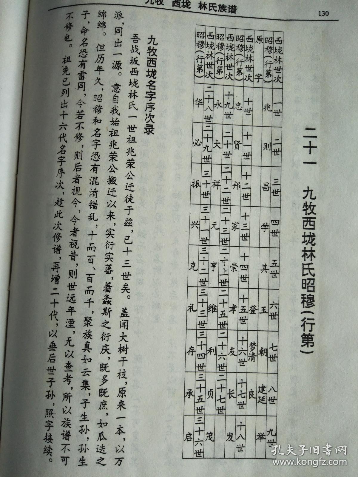 林氏族谱 九牧西垅 兆荣公支 16开 145页 1998年版 复印本