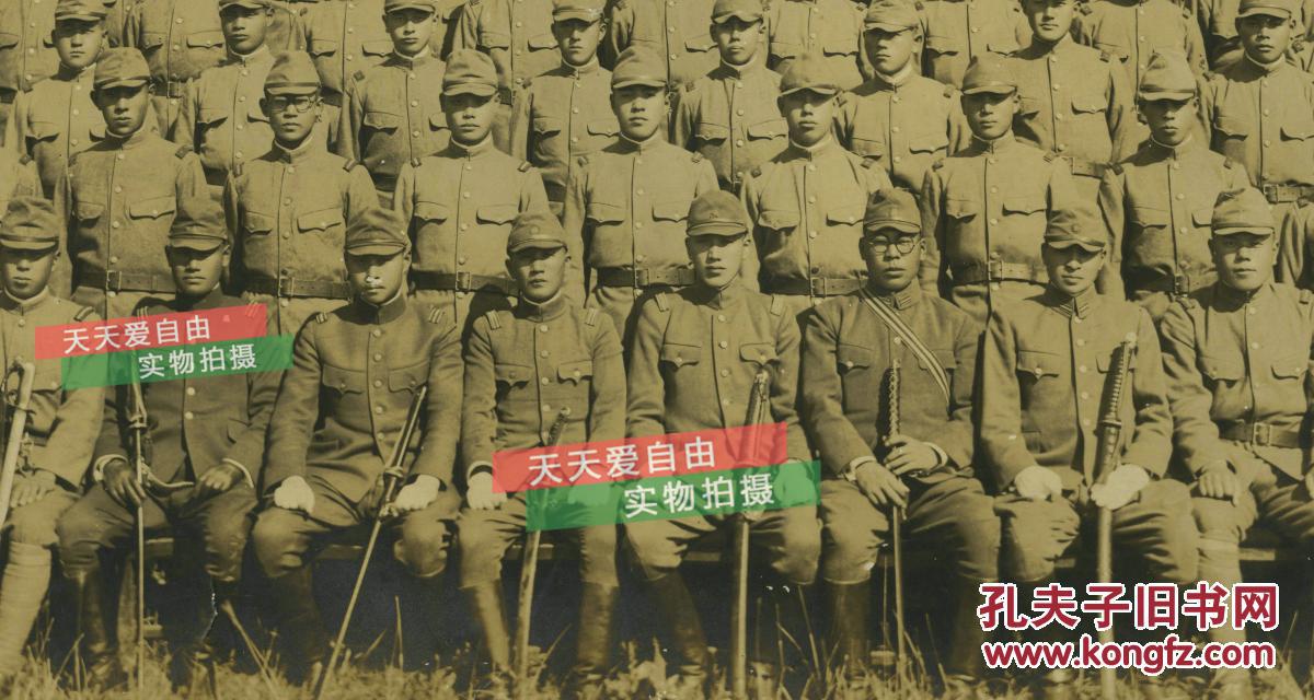 民国侵华日军士兵日本兵大合影老照片,泛银,27x21.7厘米