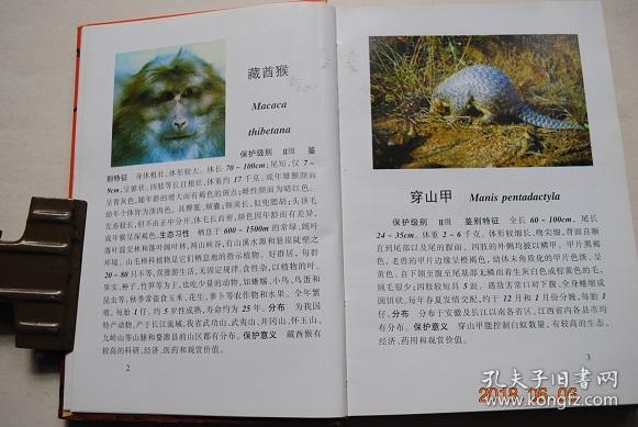 江西省重点保护陆生野生动物图谱【猕猴.藏酋猴.穿山甲.豺.狼.赤狐.