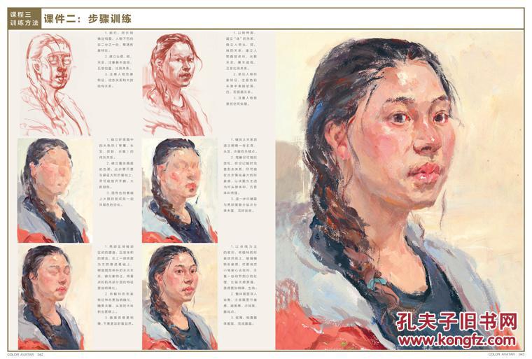 0色彩头像 尚读 彭冲 水粉水彩临摹书人物头像半身像色彩绘画教程组合