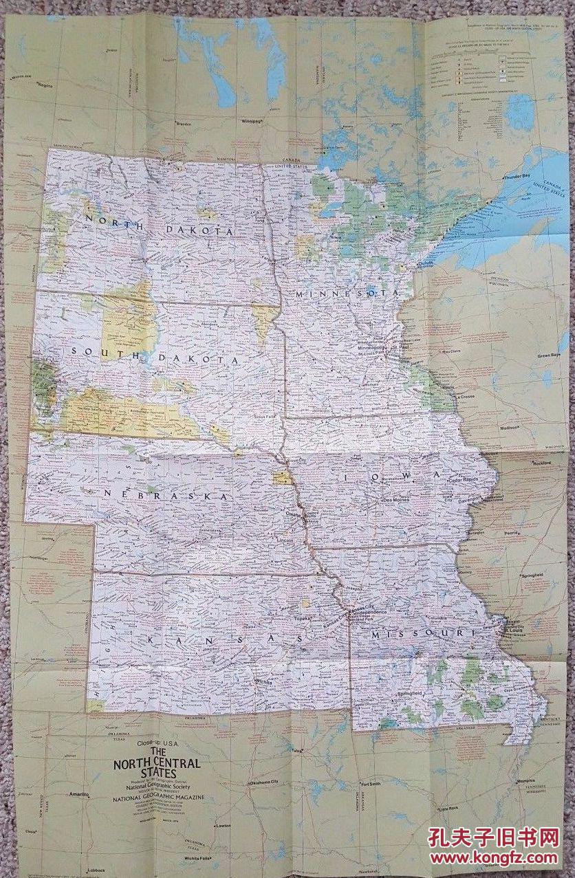 geographic美国国家地理地图1974年3月 特写:美国:北达科他州,南达科图片