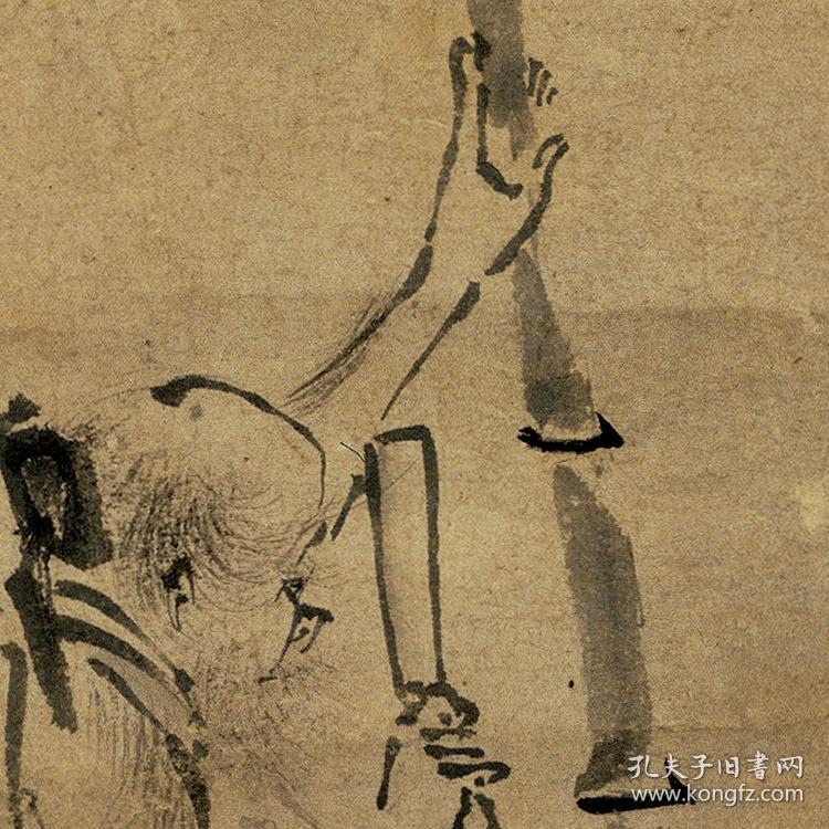 宋 梁楷 六祖截竹图 77x33cm 纸本 国画宣纸绢布艺术微喷画芯 名画