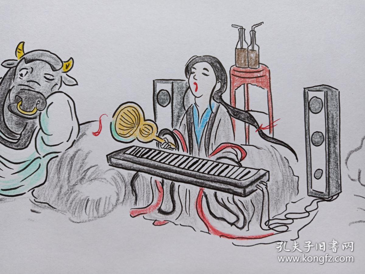 对牛弹琴彩铅画2018年