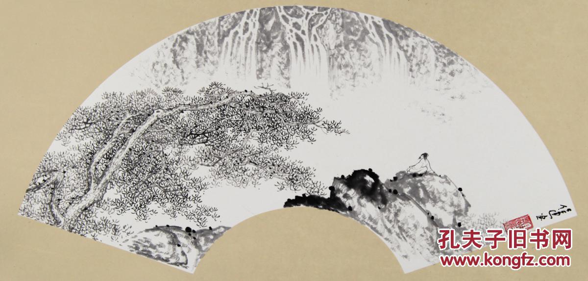 水墨山水画 扇面卡纸镜片26(寄作品不带框)