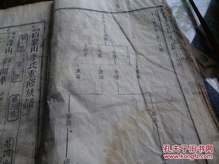 稀见精品好书,道光28年手绘彩色图画李世民家的家谱