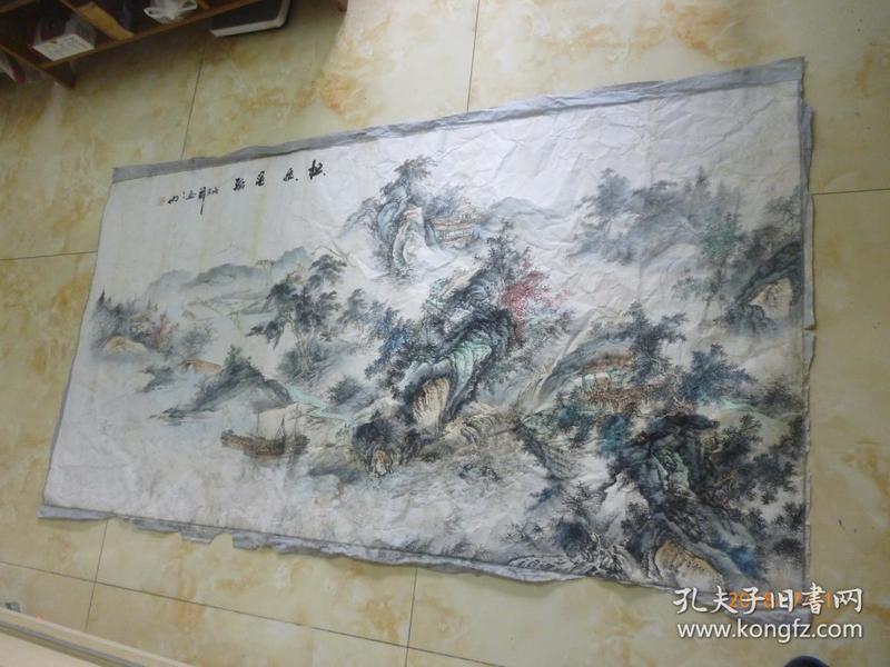 旧国画"松山泊船"张永*绘画 画家名字最后一字没有认出来,年代和画家