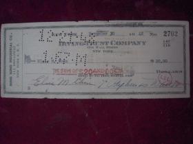 1948年美国民生实业有限公司支票一张