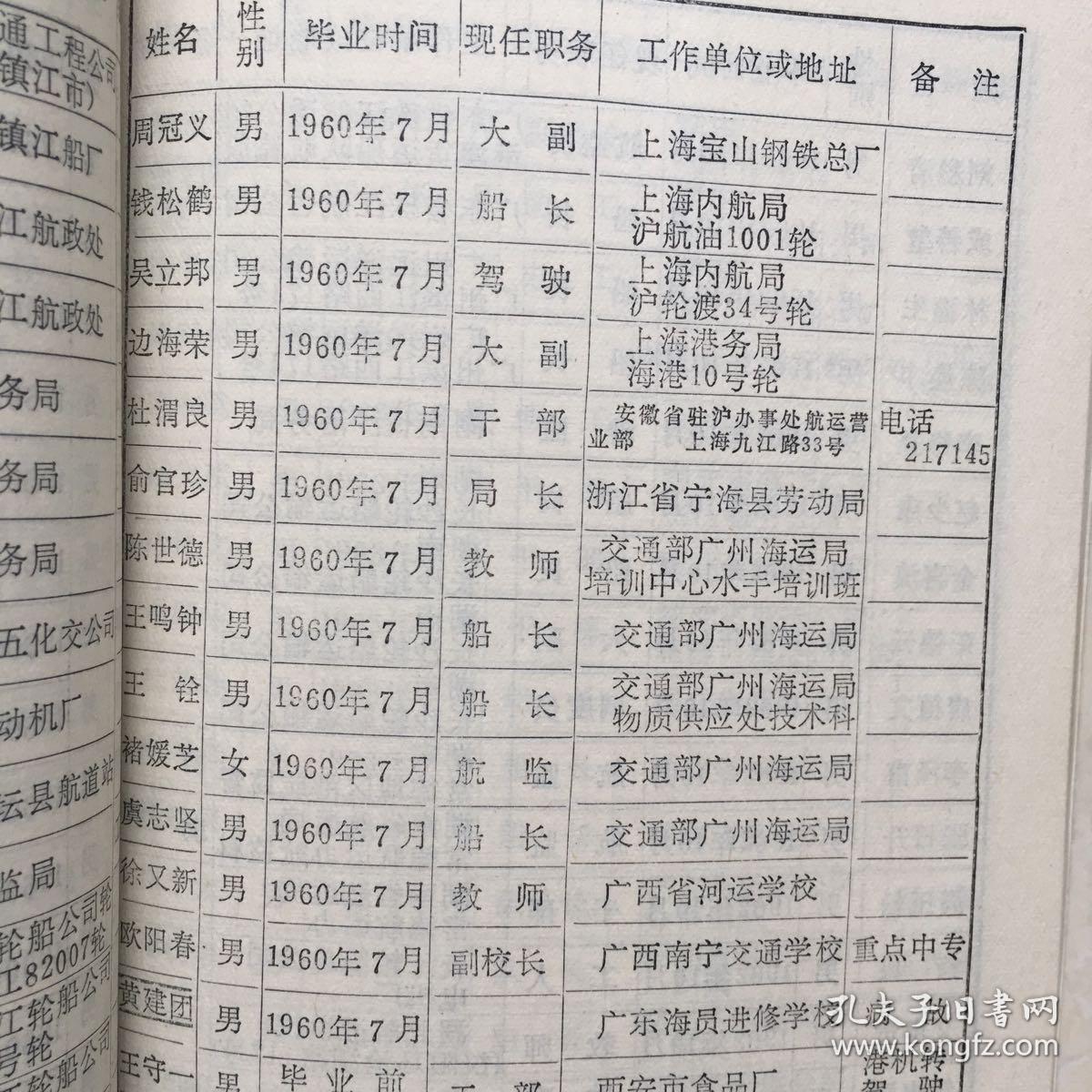武汉河运专科学校校友录 教育史料