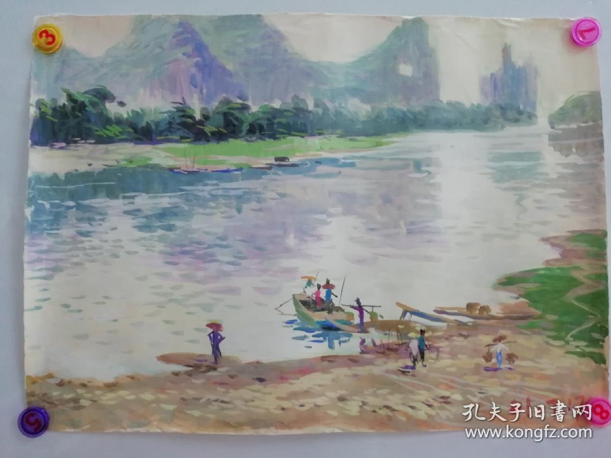 (包真)莫雨根水粉画～桂林山水系列63*49厘米02号