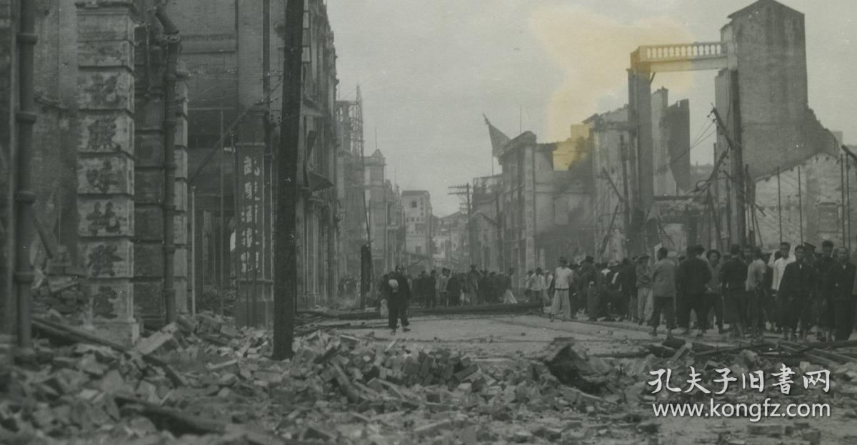 民国19271928年广州起义后被烧毁的街道老照片这是中国共产党反抗
