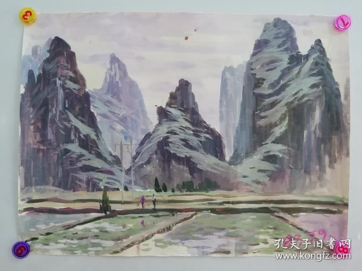 (包真)莫雨根水粉画～桂林山水系列63*49厘米03号