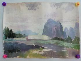(包真)莫雨根水粉画～桂林山水系列63*49厘米12号