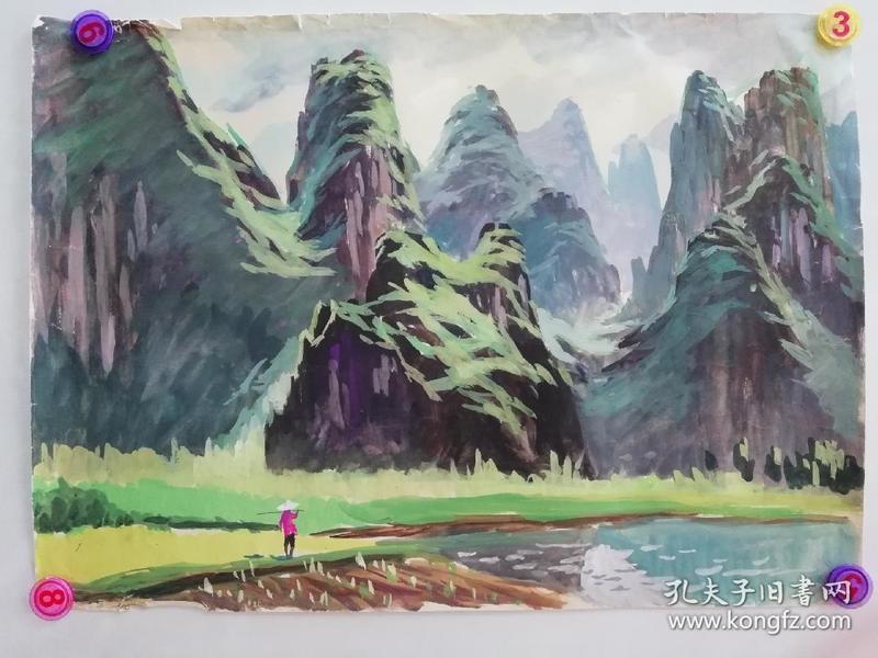 (包真)莫雨根水粉画～桂林山水系列63*49厘米013号