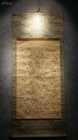 日本大正五年（1916年） 大幅 纸本名家（云岳）手绘群马图立轴  各种姿势