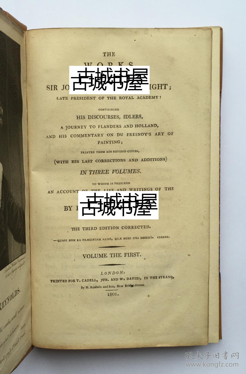 稀缺英国18世纪肖像画家乔舒亚雷诺兹的作品1801年伦敦出版