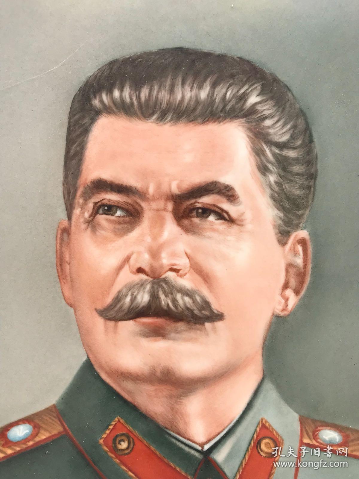 文革时期吴康绘粉彩五大伟人像瓷版画一套