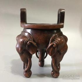 铜香炉 纯铜双耳象足炉
